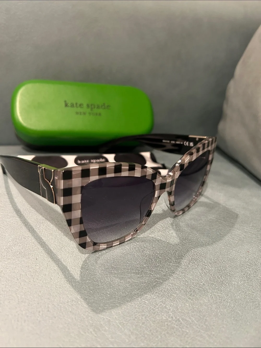 Kate Spade Beckley Black & White Gingham Cat-Eye Gradient Lenses w/case